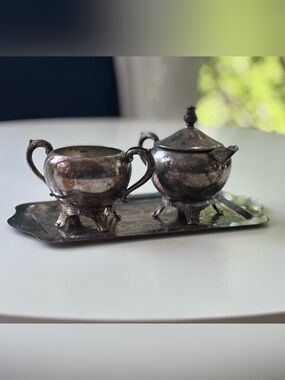 Vintage F.B. Rogers Silver Co. three-piece -Plated Sugar and Creamer Set